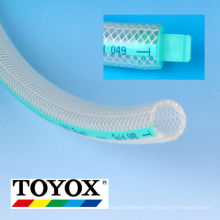 TOYOFOODS soft PVC food hose for oil, chemicals, foods, fats, beverages, hot water. Manufactured by Toyox. Made in Japan